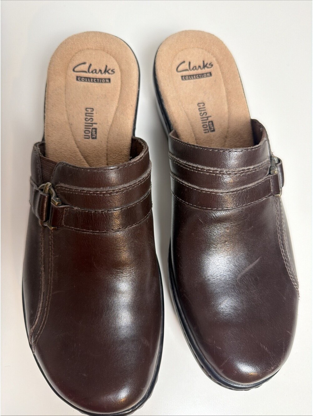 Clarks Hayla Marina Slip On Closed Toe Comfort Shoes Brown Leather Women's 8.5N